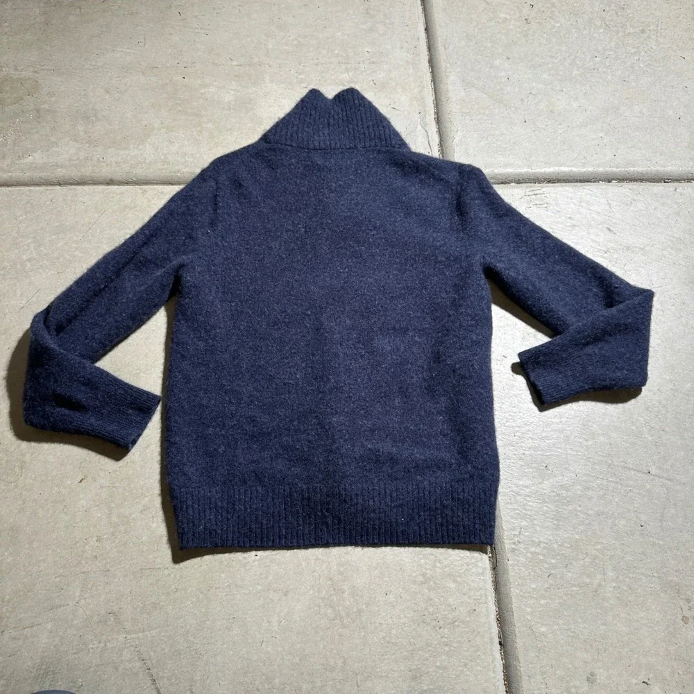 J. Crew Rugged Merino Wool Blend Shawl Collar Sweater‎ Mens Medium Blue Knit